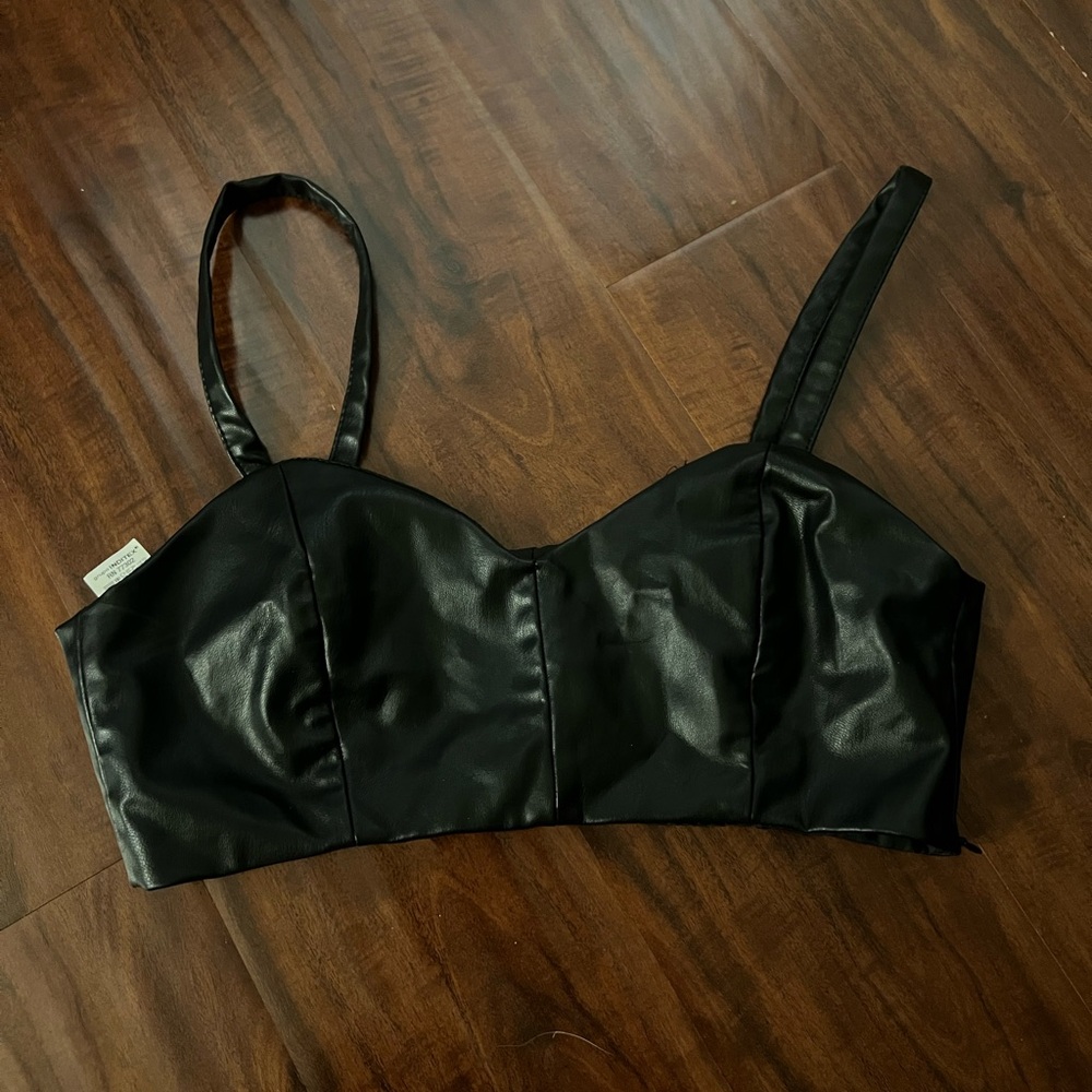 Zara faux leather cropped top